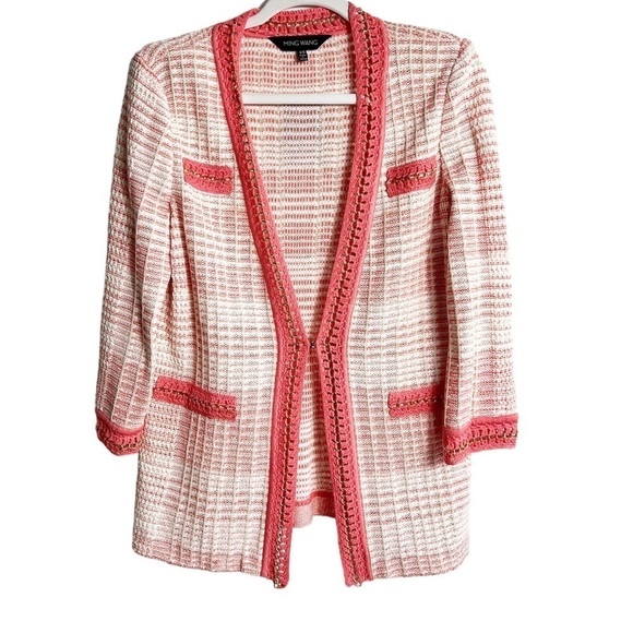 MING WANG PLUMERIA MAGNOLIA WHITE WOMEN JACKET SIZE XS BRAND NEW - Picture 1 of 5